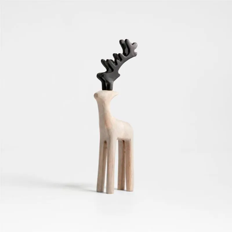CRATE & BARREL - Reno decorativo Holiday Reindeer en Madera mango 24 cm x 8 cm