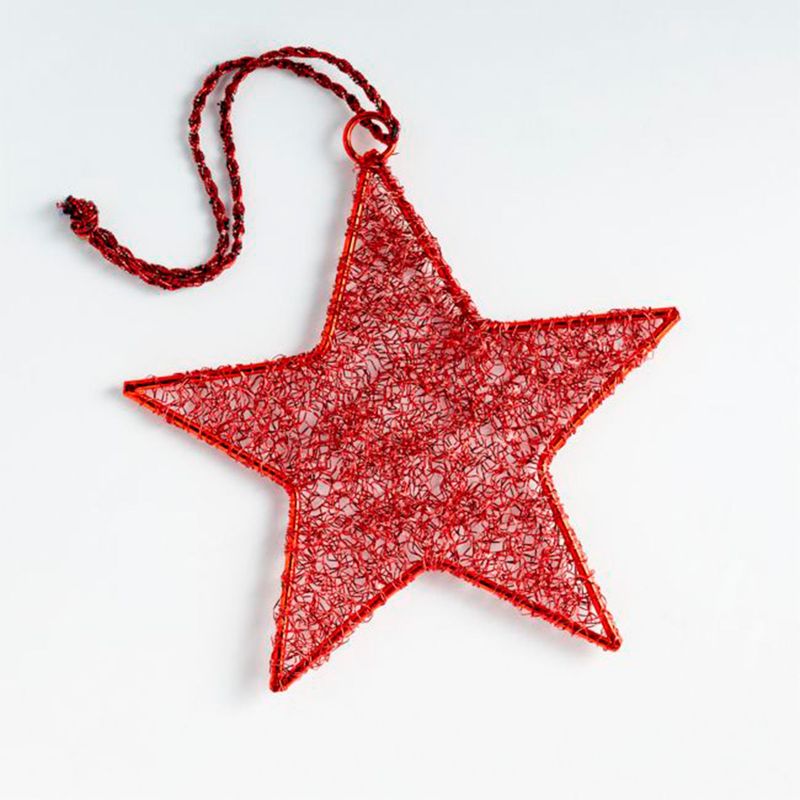 CRATE & BARREL - Adorno para árbol Tinsel Star en Metal 10 cm x 10 cm