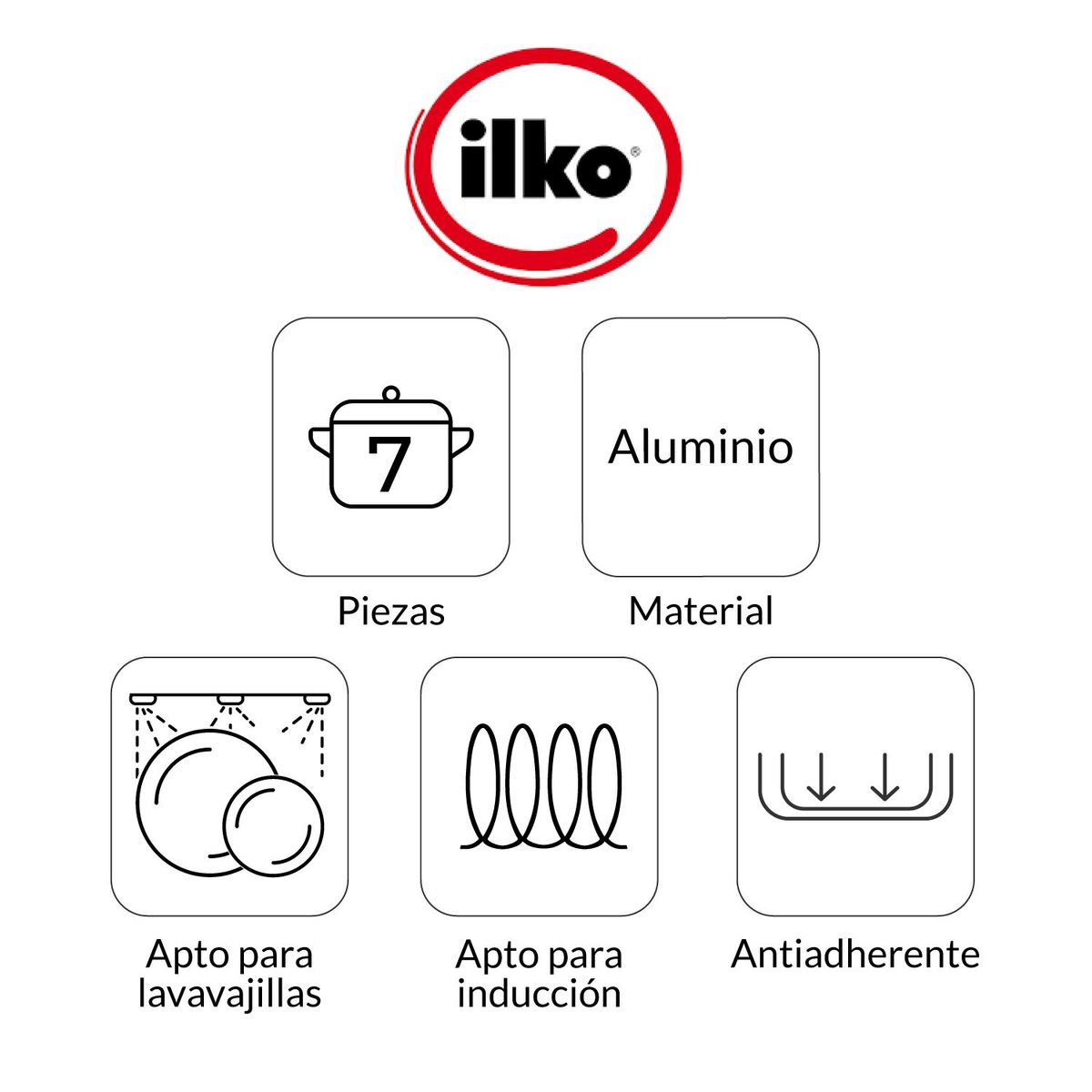 ILKO - Juego de Ollas Ilko Ceramico Antiadherente 10 Piezas