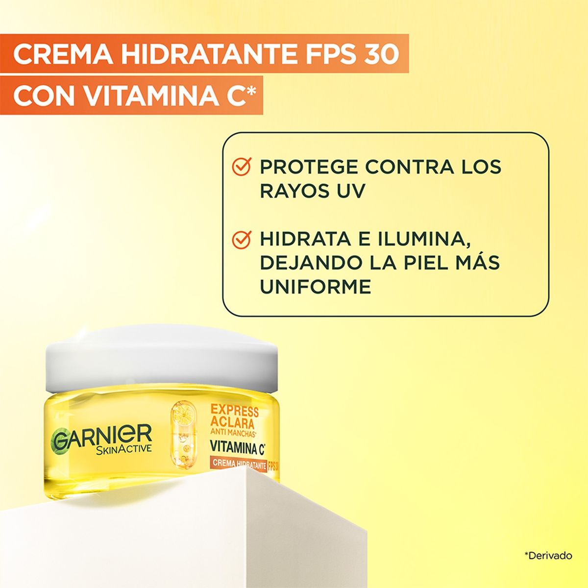 GARNIER - Hidratante facial en Crema Express Aclara FPS30 Garnier Para Todo tipo de piel 50 ml