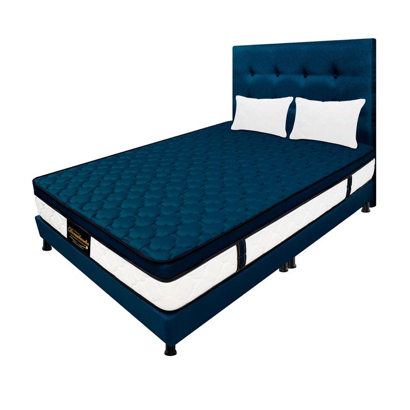 DORMILANDIA - Colchón con Base Cama cama Queen Firmeza Media Ortopédico Resortado con Pillow Dublín 160 x 190 cm + 2 Almohadas Dormilandia - 0% Interés a 3, 6 o 12 Cuotas Pagando con tu CMR Banco Falabella