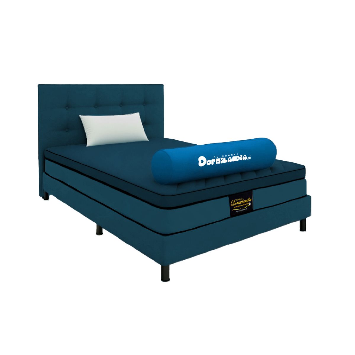 DORMILANDIA - Colchón con Base Cama cama Sencillo Firmeza Media Ortopédico Resortado con Pillow Dublín 100 x 190 cm + Almohada Dormilandia