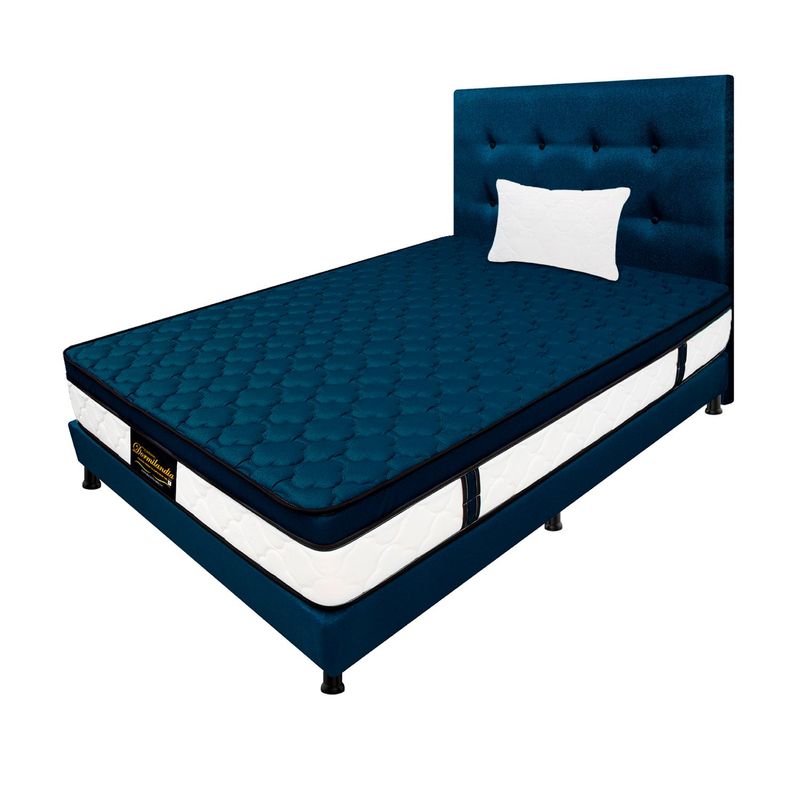 DORMILANDIA - Colchón con Base Cama cama Sencillo Firmeza Media Ortopédico Resortado con Pillow Dublín 100 x 190 cm + Almohada Dormilandia - 0% Interés a 3 Cuotas Pagando con tu CMR Banco Falabella