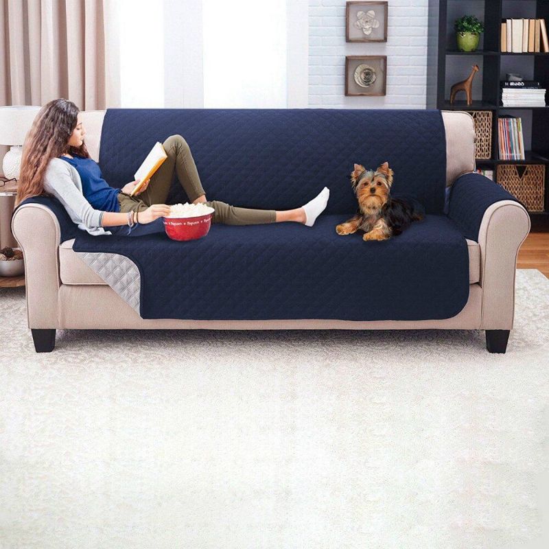 HAPPY BEAR - Protector Sofá Microfibra Azul Oscuro Gris