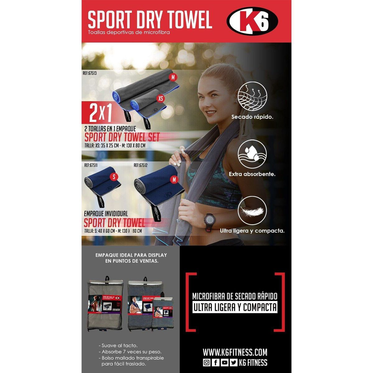 K6 - Set de toallas de microfibra k6