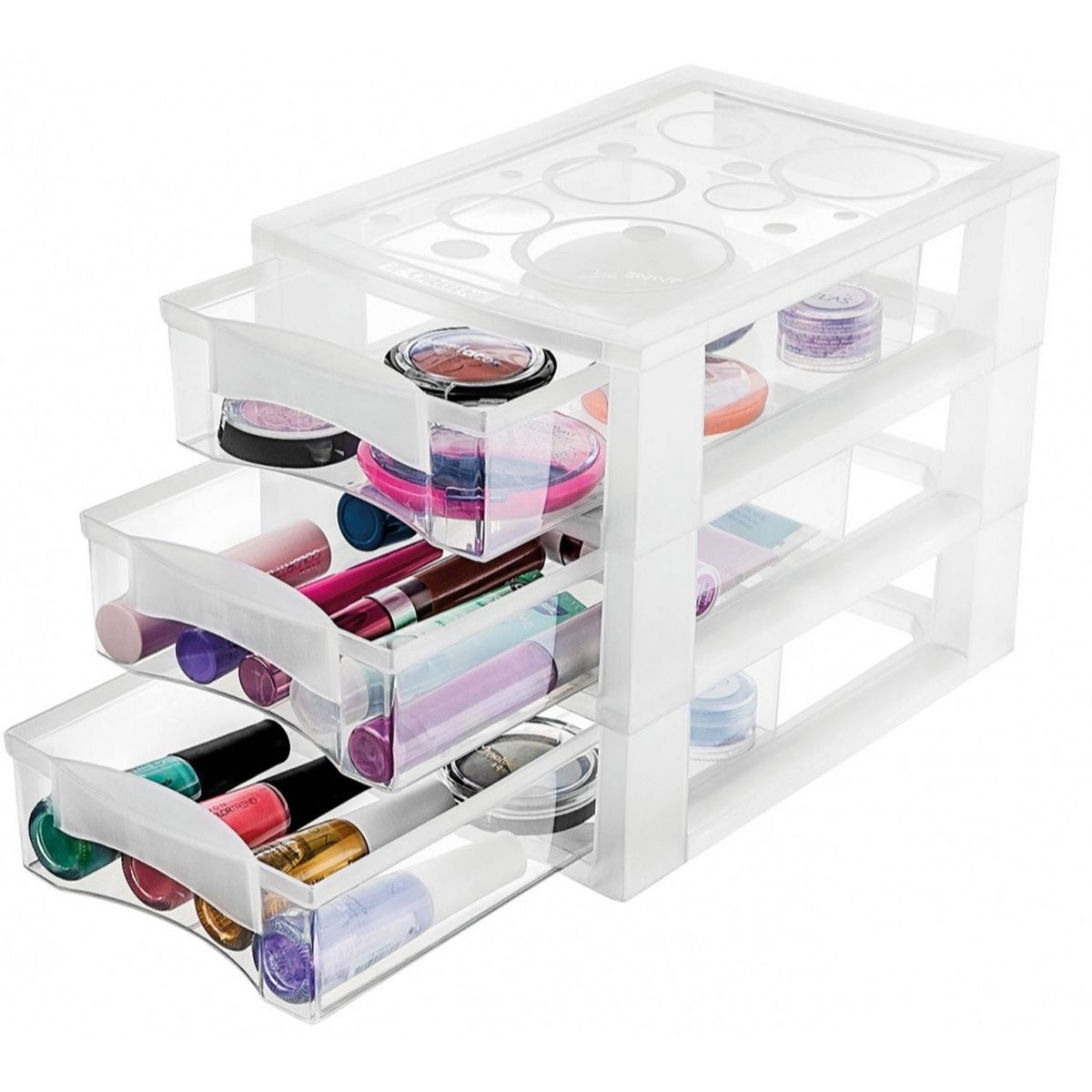 ORDENE - Cajonera Mediana con 3 Gavetas Transparente