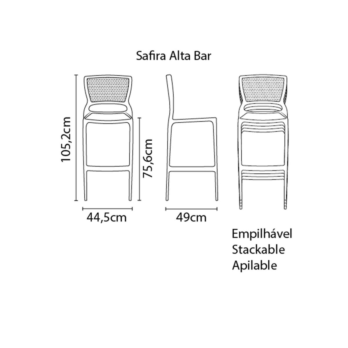 TRAMONTINA - Silla Safira Alta Bar - Mueble
