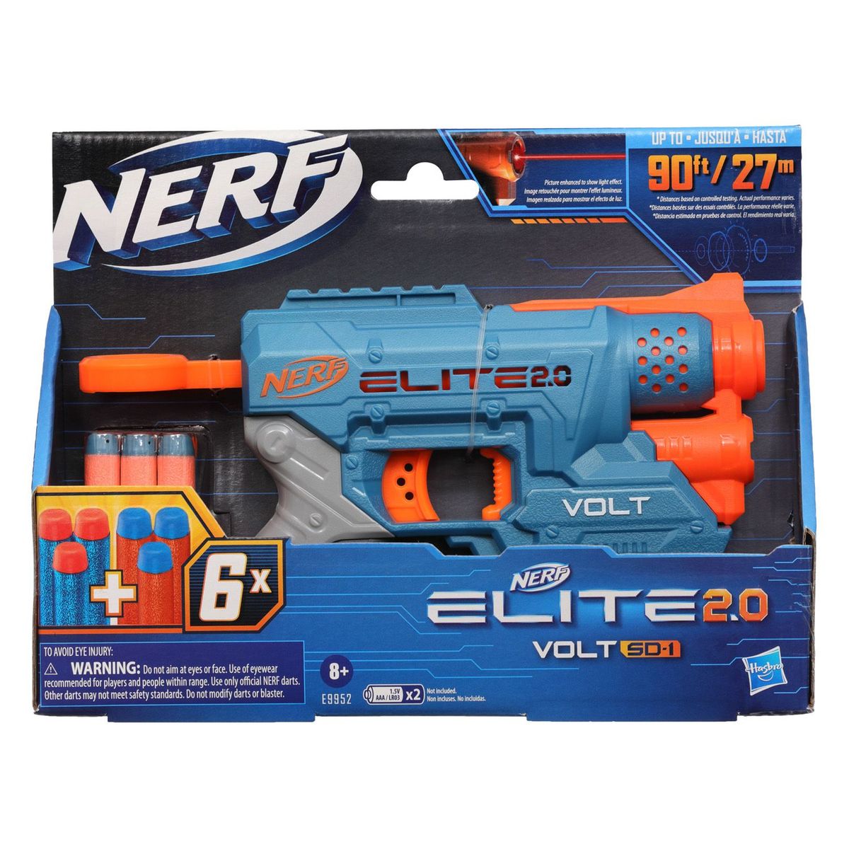 NERF - Lanzador Nerf Elite 2.0 Volt Sd-1, incluye (Lanzador y 6 dardos). A partir de 8 años.