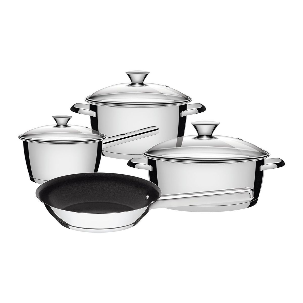 TRAMONTINA - Juego de ollas Tramontina: Triple Fondo. Bateria Acero Inoxidable 4 piezas