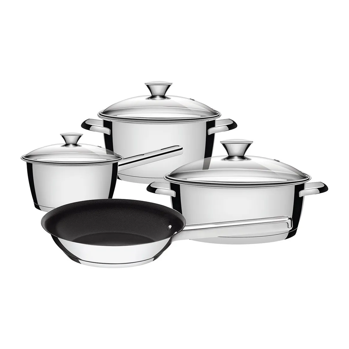 TRAMONTINA - Juego de ollas Tramontina: Triple Fondo. Bateria Acero Inoxidable 4 piezas