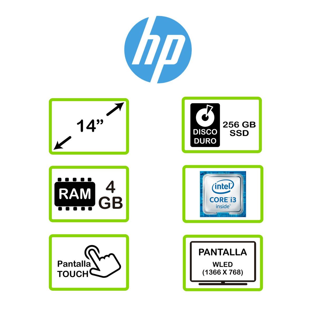 HP - Computador 2 en 1 HP Pavilion x360 Convertible 14 pulgadas Intel Core i3 4GB 256GB