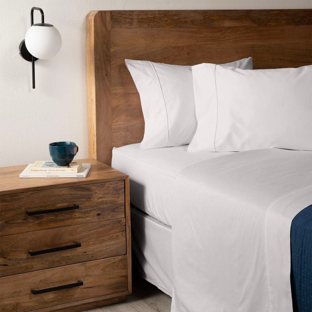 BASEMENT HOME - Juego de Sábanas Lisa de Algodón 300 Hilos Basement Home 