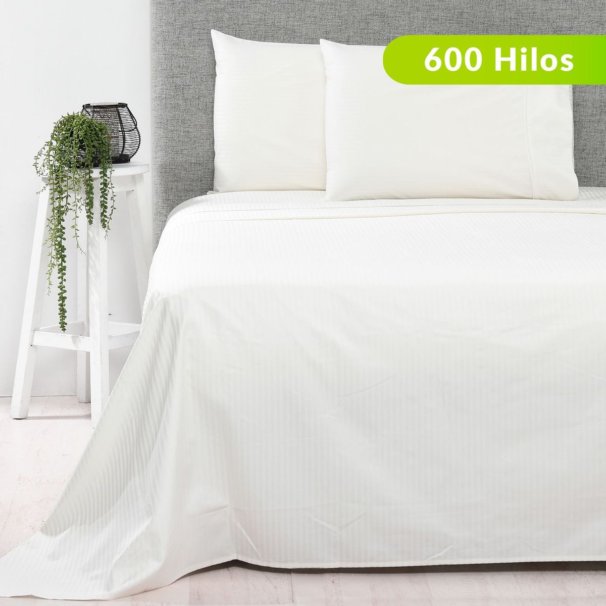 BASEMENT HOME - Juego de Sábanas Lisa de Algodón 600 Hilos Off White Basement Home 