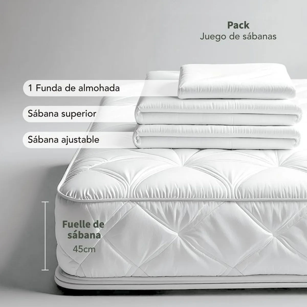 MICA - Juego de Sábanas Lisa de Algodón 180 Hilos Mica