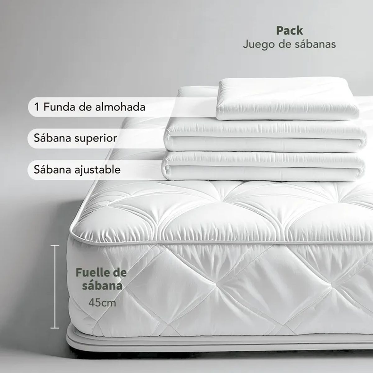 MICA - Juego de Sábanas Lisa de Algodón 180 Hilos Mica