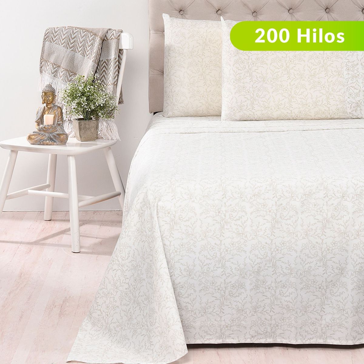 ROBERTA ALLEN - Juego de Sábanas Estampada de Algodón 200 Hilos Flor Roberta Allen