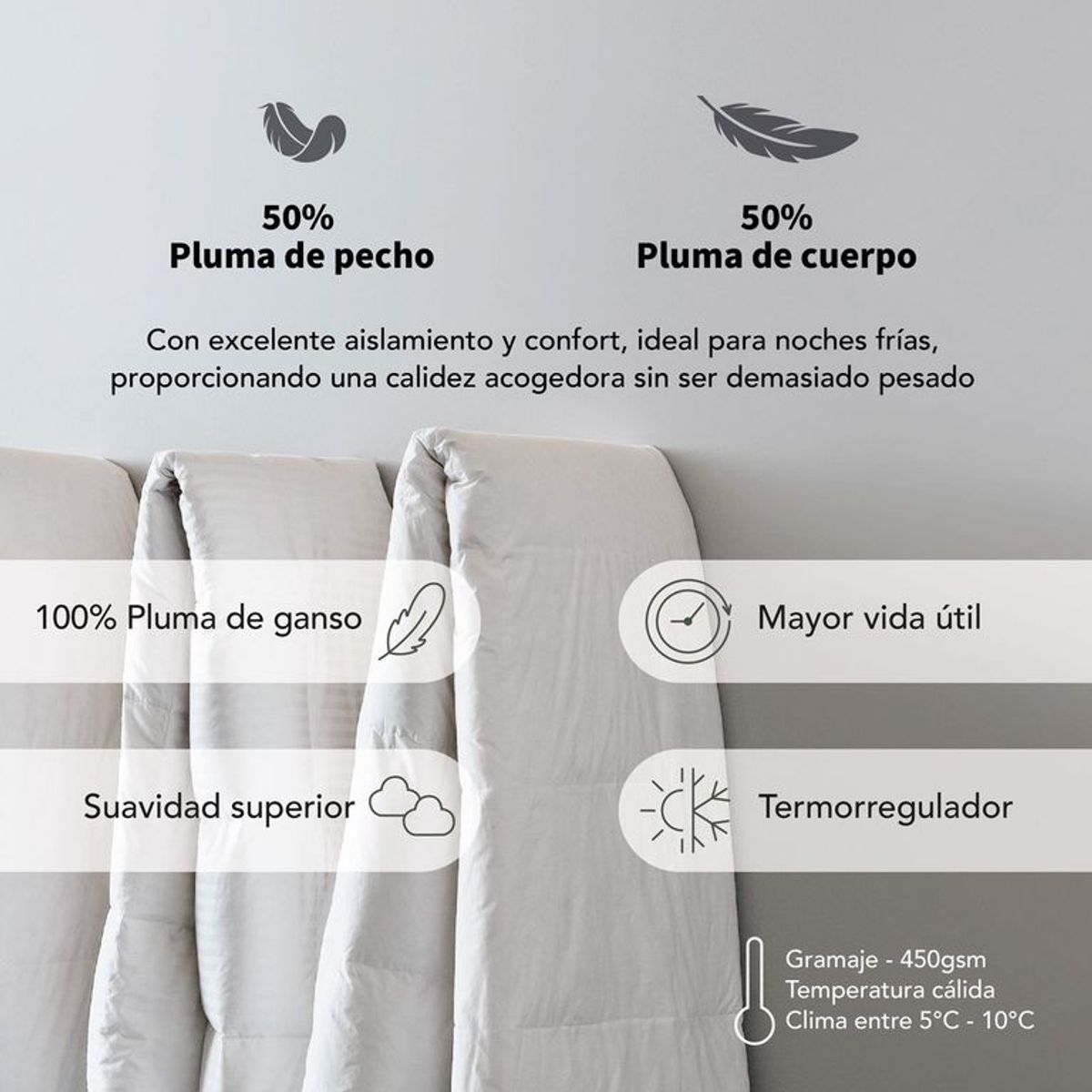 BASEMENT HOME - Plumón de Plumas de Ganso 50% Pecho 50% Cuerpo Basement Home