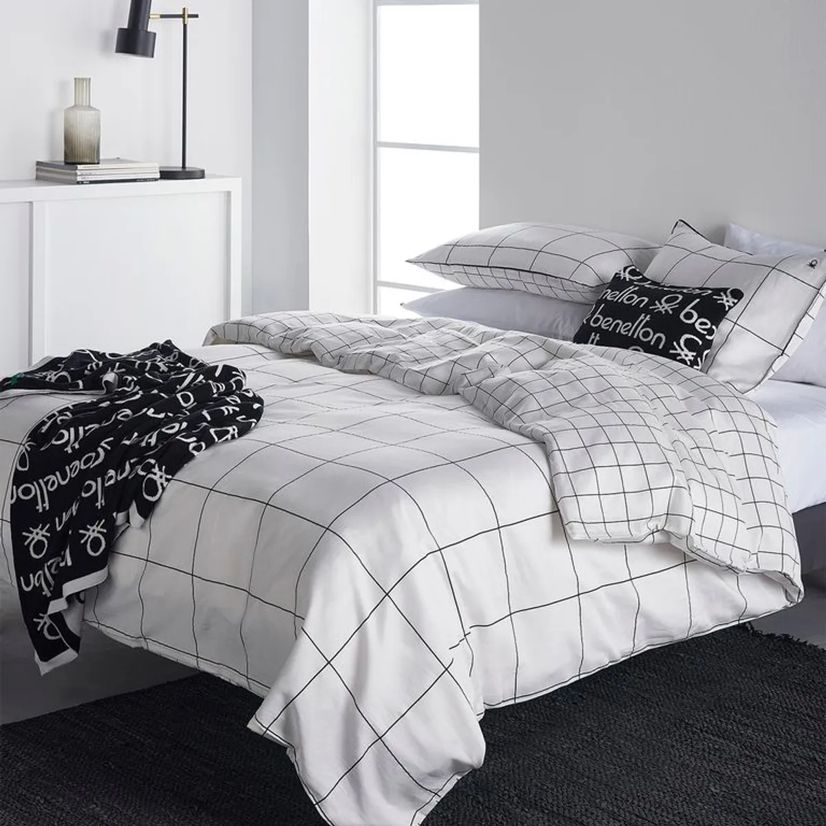 BENETTON - Juego de Sábanas Lisa de Algodón 200 Hilos Pipping Benetton