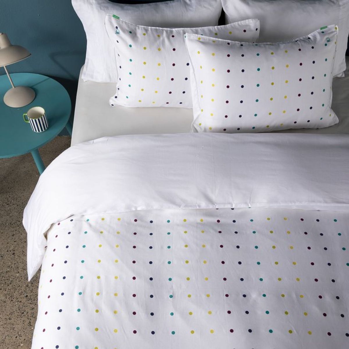 BENETTON - Funda de Plumón Estampada de Algodón 220 hilos Dots Benetton