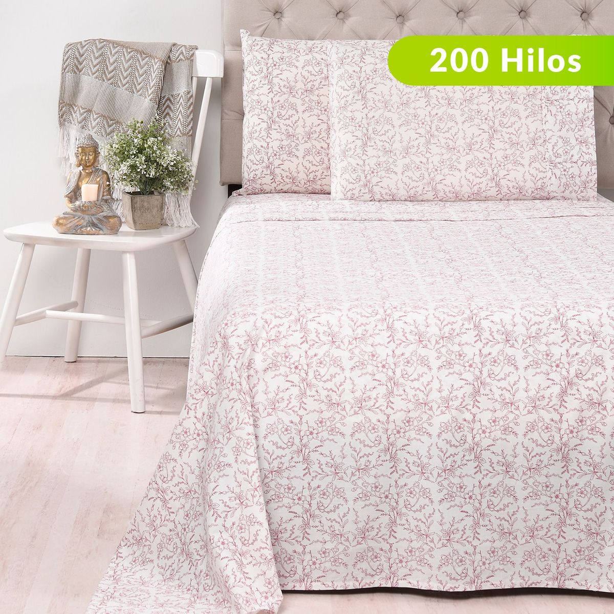 ROBERTA ALLEN - Juego de Sábanas Estampada de Algodón 200 Hilos Flor Roberta Allen