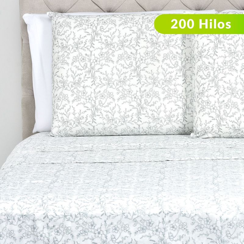 ROBERTA ALLEN - Juego de Sábanas Estampada de Algodón 200 Hilos Flor Roberta Allen