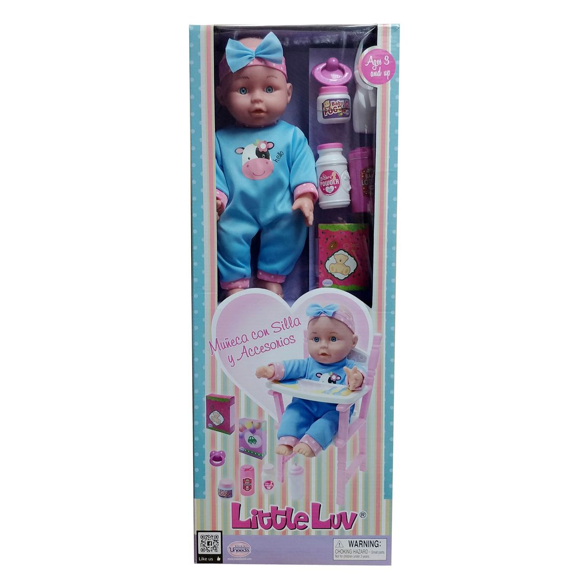UNEEDA - Muñeca Bebé Little Luv con silla y accesorios