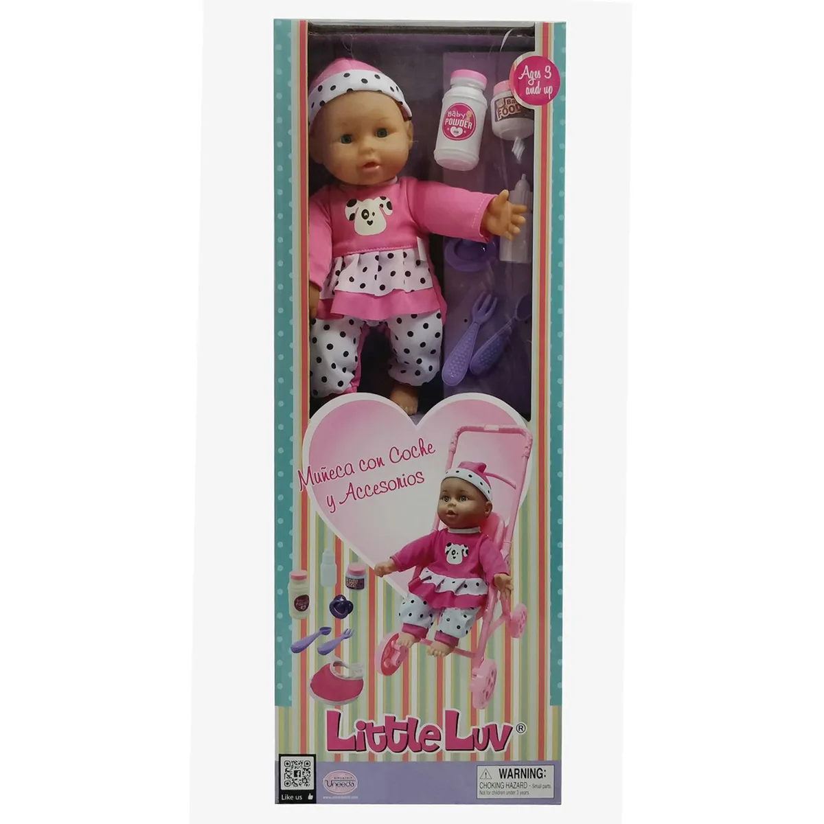 UNEEDA - Muñeca Bebé Little Luv con coche y accesorios