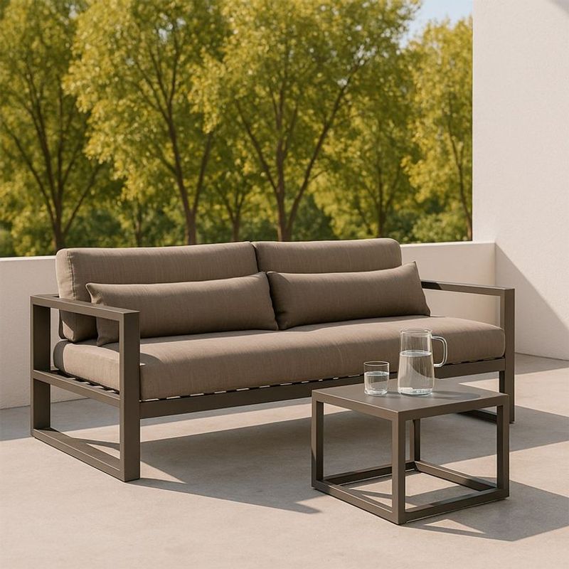 BASEMENT HOME - Sofá de Exterior y Terraza o Jardín Moderno en Poliéster 3 Puestos Mónaco 190 x 80 x 58 cm  Basement Home  - 0% Interés a 3, 6 o 12 Cuotas Pagando con tu CMR Banco Falabella