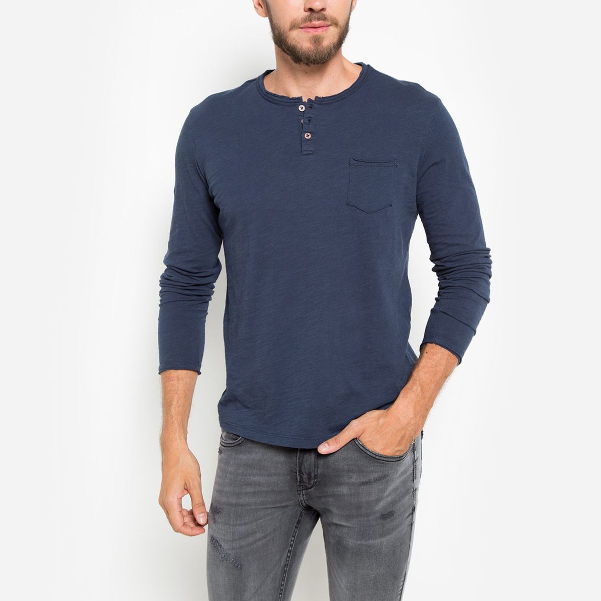 BASEMENT - Camiseta Manga Larga Henley