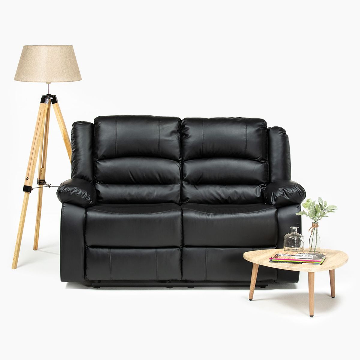 MICA - Sofá Reclinable Moderno 2 Puestos en Cuerina Mecánico Phuket 157 x 55 x 102 cm Mica