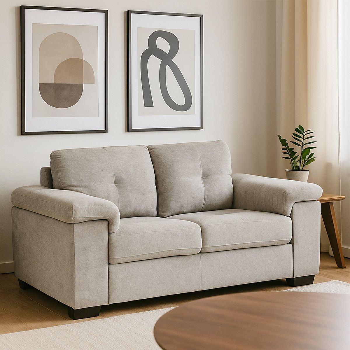 MICA - Sofá 2 Puestos en Tela, Rafa de 152 x 88 x 85 cm con Patas de Madera- Mueble Mica - 0% Interés a 3, 6 o 12 Cuotas Pagando con tu CMR Banco Falabella