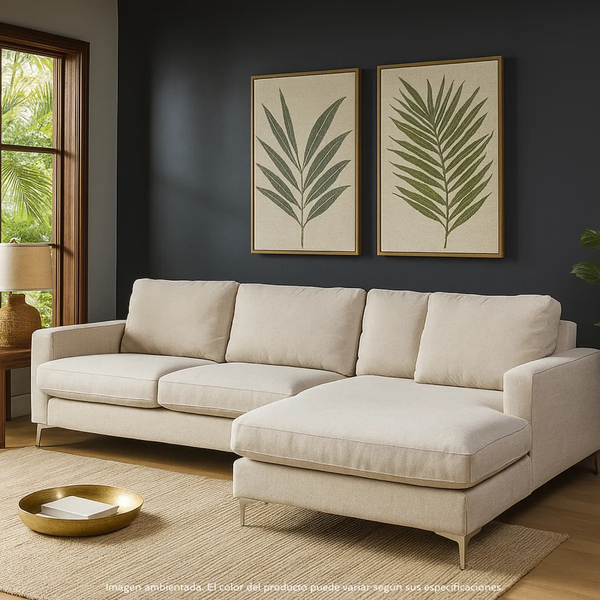 BASEMENT HOME - Sofá en L 4 puestos Feather 304 x 235 x 89 cm Basement Home