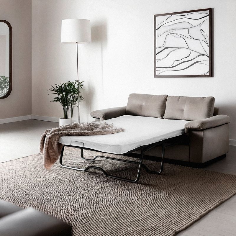 MICA - Sofá Cama 3 Puestos en Tela 198 x 87.5 x 85 cm , con Patas de Madera - Mueble Mica Rafa - 0% Interés a 3, 6 o 12 Cuotas Pagando con tu CMR Banco Falabella
