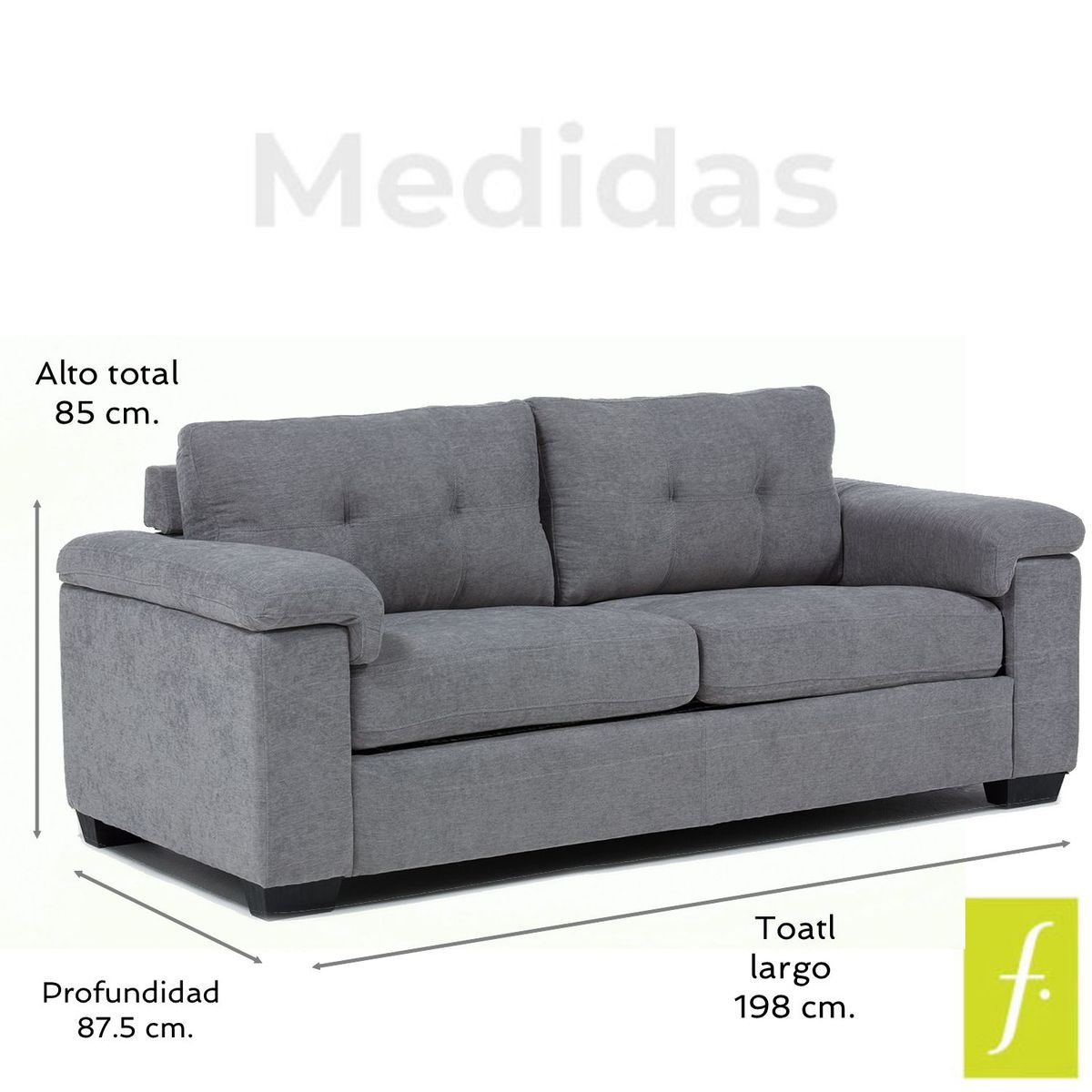 MICA - Sofá Cama 3 puestos Rafa 198 x 88 x 85 cm Mica