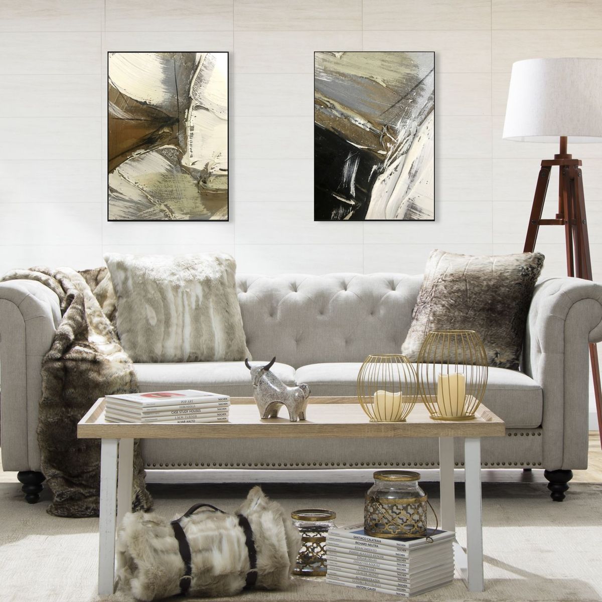 ROBERTA ALLEN - Sofá Moderno en Poliéster 3 Puestos Charlietown 219 x 88 x 78 cm Basement Home
