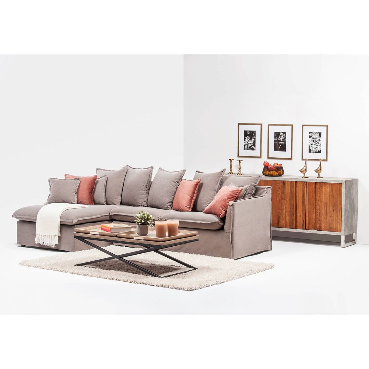 BASEMENT - Sofá en L 4 puestos Atlanta 278 x 165 x 93 cm Basement Home