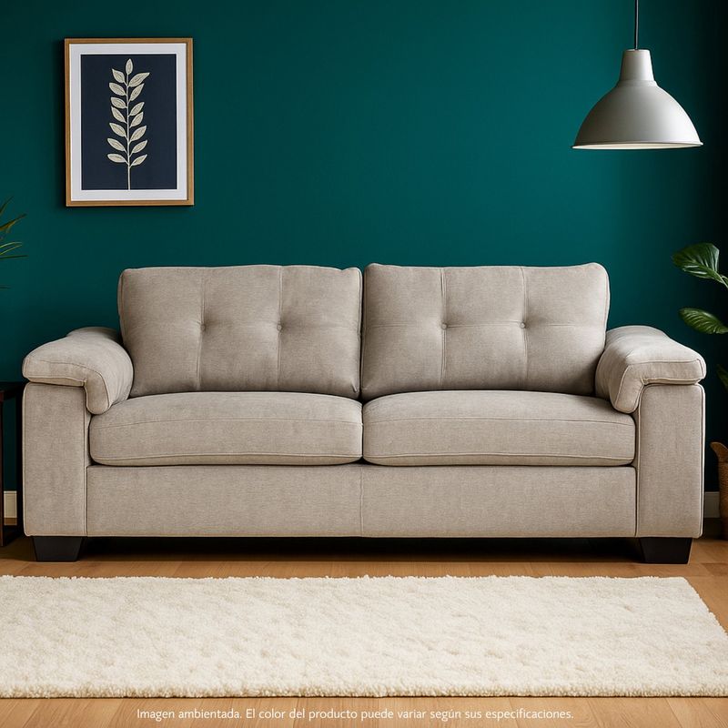 MICA - Sofá Cama 3 Puestos en Tela 198 x 87.5 x 85 cm , con Patas de Madera - Mueble Mica Rafa - 0% Interés a 3, 6 o 12 Cuotas Pagando con tu CMR Banco Falabella