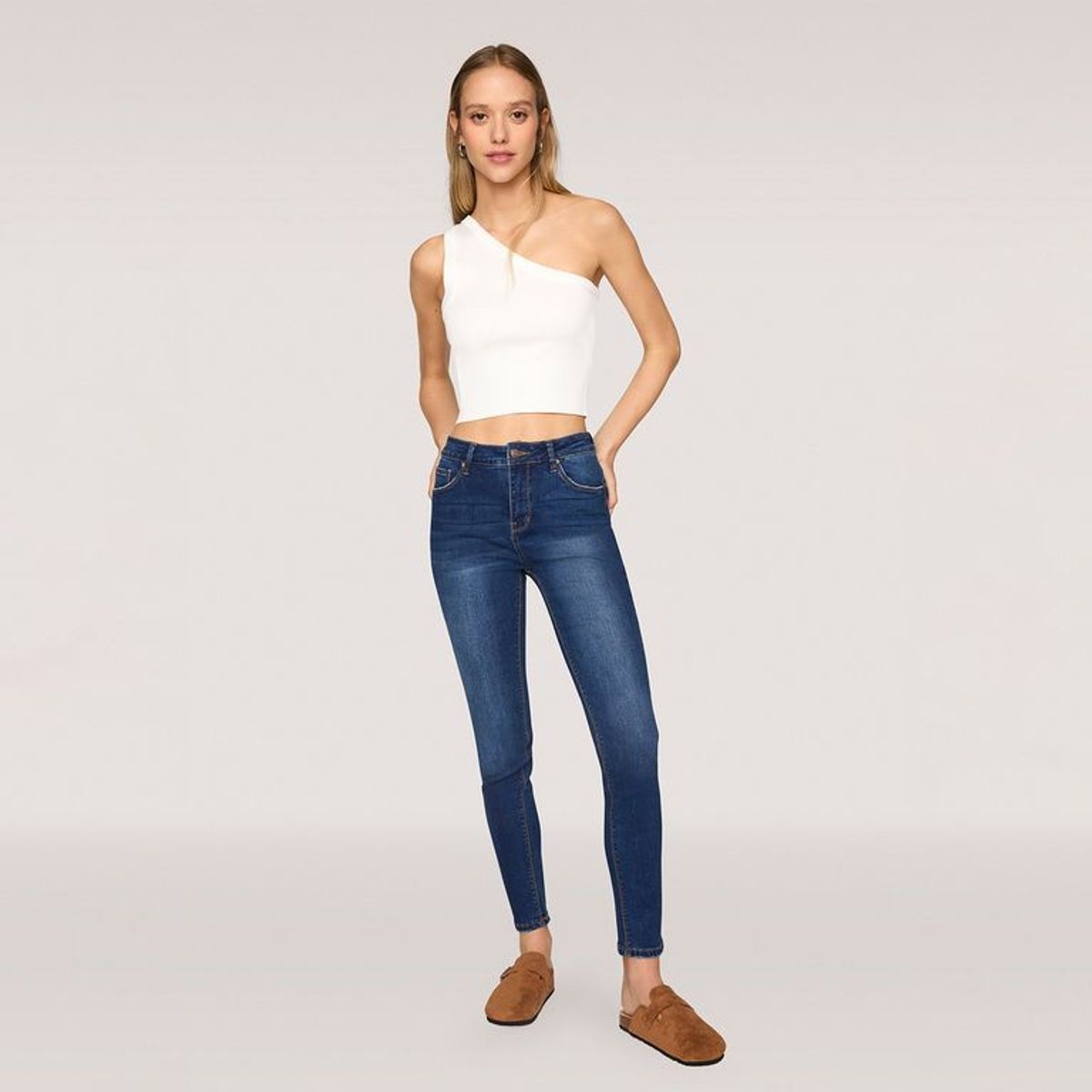 SYBILLA - Jean Skinny para Mujer Tiro medio de Algodón Sybilla
