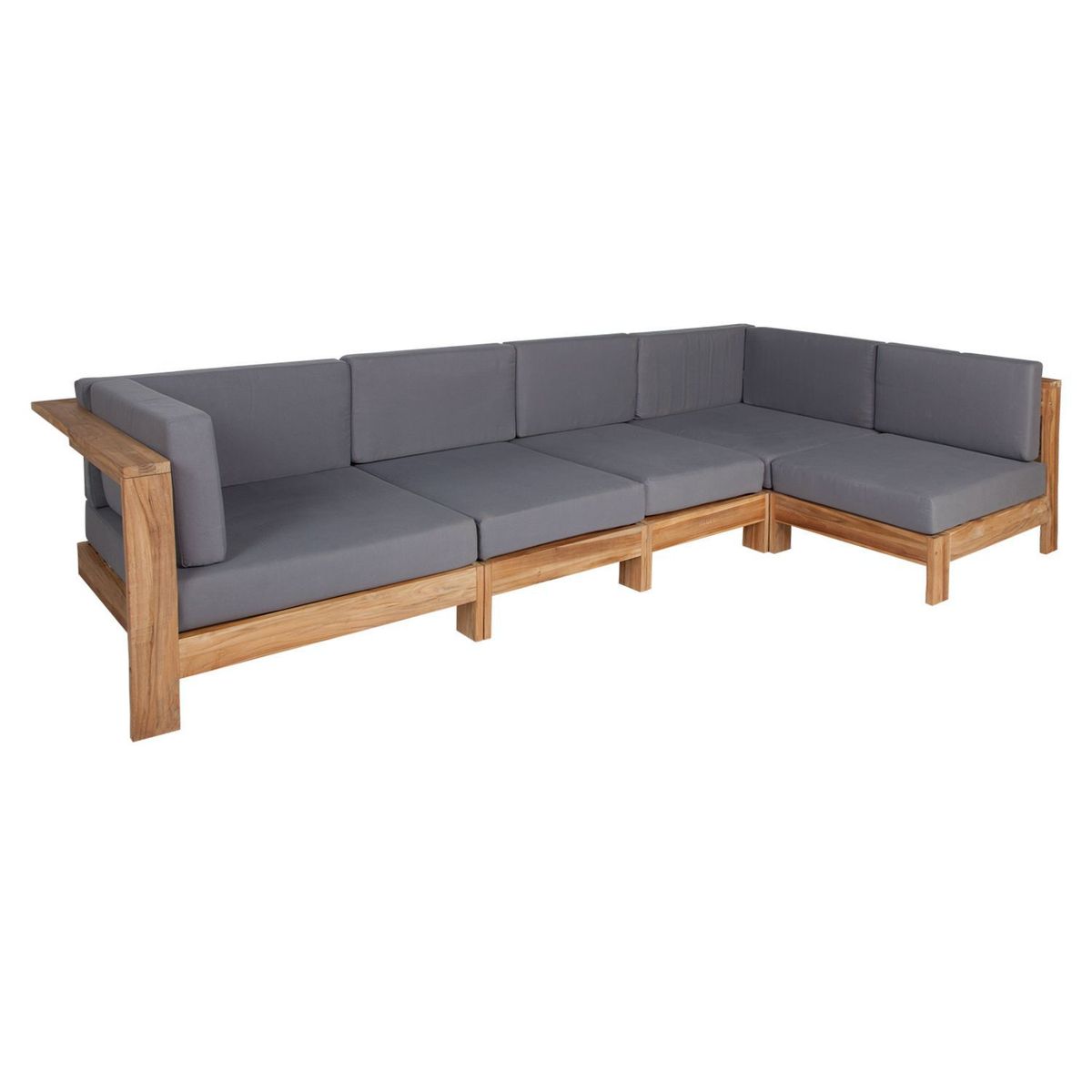 BASEMENT HOME - Sofá en L de Exterior y Terraza o Jardín Moderno en Poliseda 4 Puestos Santa Monica 218 x 65 x 247 cm Gris Basement Home - 0% Interés a 3, 6 o 12 Cuotas Pagando con tu CMR Banco Falabella