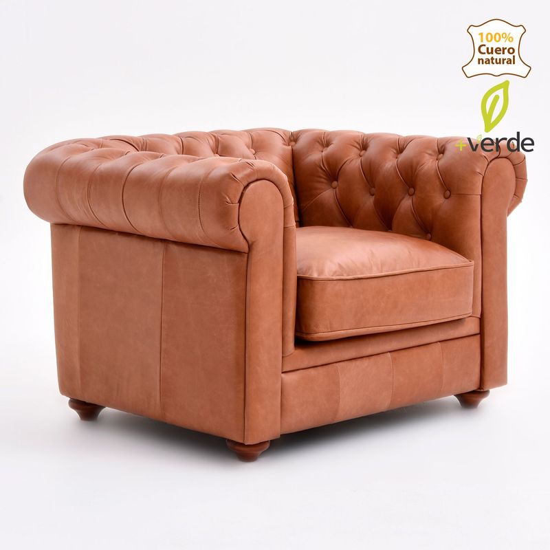 BASEMENT HOME - Sofá Moderno Cuero 1 puesto Chesterfield 114 x 70.5 x 92 cm Basement Home - Mueble