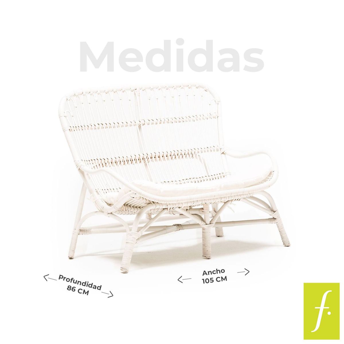 MICA - Sofá de Exterior y Terraza o Jardín Moderno en Tela 2 Puestos Baru  Beige Mica 