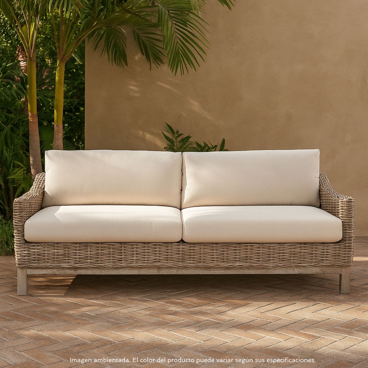 MICA - Sofá de Exterior 3 Puestos en Ratán 193 x 86 x 62 cm Kubu - Mueble Roberta Allen  -0% Interés a 3, 6 o 12 Cuotas Pagando con tu CMR Banco Falabella