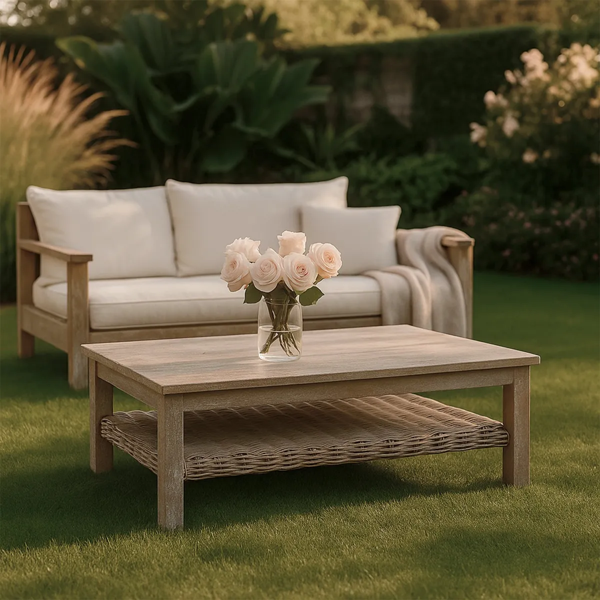 MICA - Mesa de Centro de Exterior y Terraza Moderna en Madera Kubu 111 x 40 cm Mica
