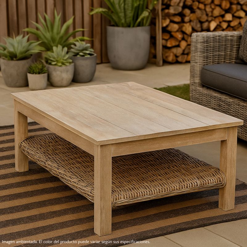 MICA - Mesa de Centro de Exterior y Terraza Moderna en Madera Kubu 111 x 40 cm Mica  -0% Interés a 3, 6 o 12 Cuotas Pagando con tu CMR Banco Falabella