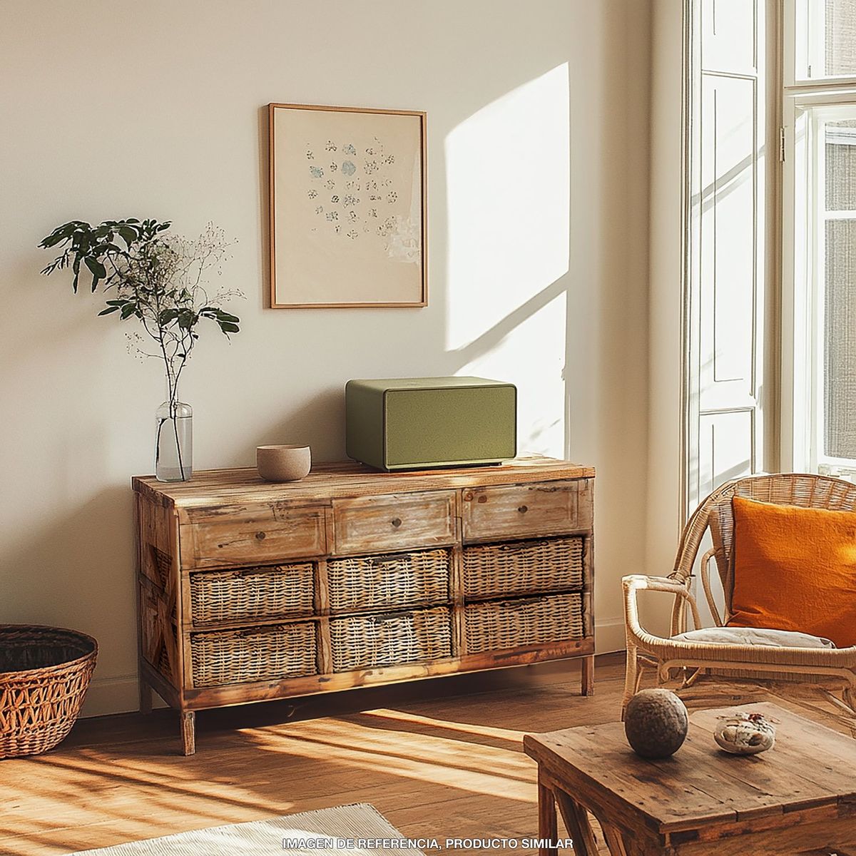 ROBERTA ALLEN - Bifé para Exterior en Madera Pintada, Kubu 155 x 35 x 90 cm, Incluye 6 Cestas en Rattán Roberta Allen