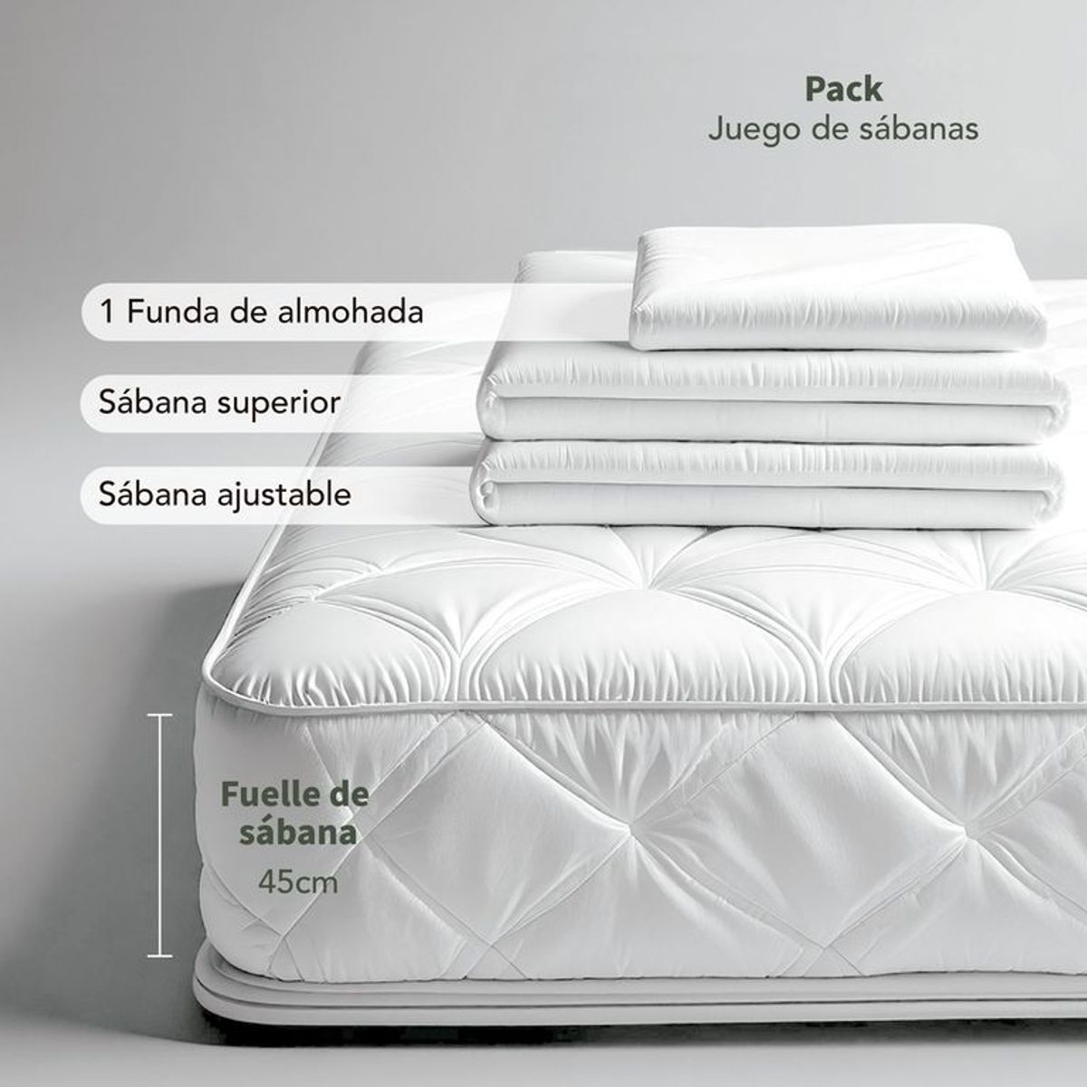 MICA - Juego de Sábanas Lisa de Algodón 180 Hilos Mica