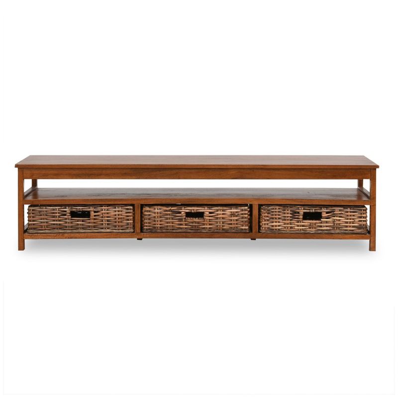 BASEMENT HOME - Consola Baja para Exterior en Madera, Kretes 108 x 46 x 45 cm, Incluye 3 Cestos en Rattán Basement Home - 0% Interés a 3, 6 o 12 Cuotas Pagando con tu CMR Banco Falabella