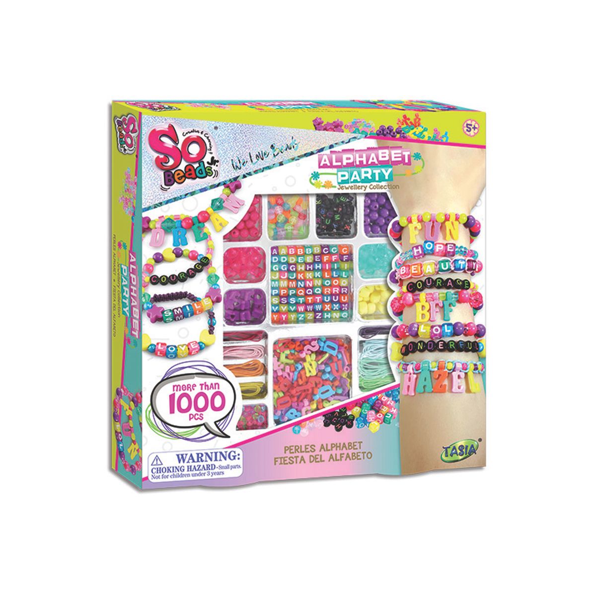 SO BEADS - Kit para hacer pulseras y manillas So Beads: Fiesta de letras 
