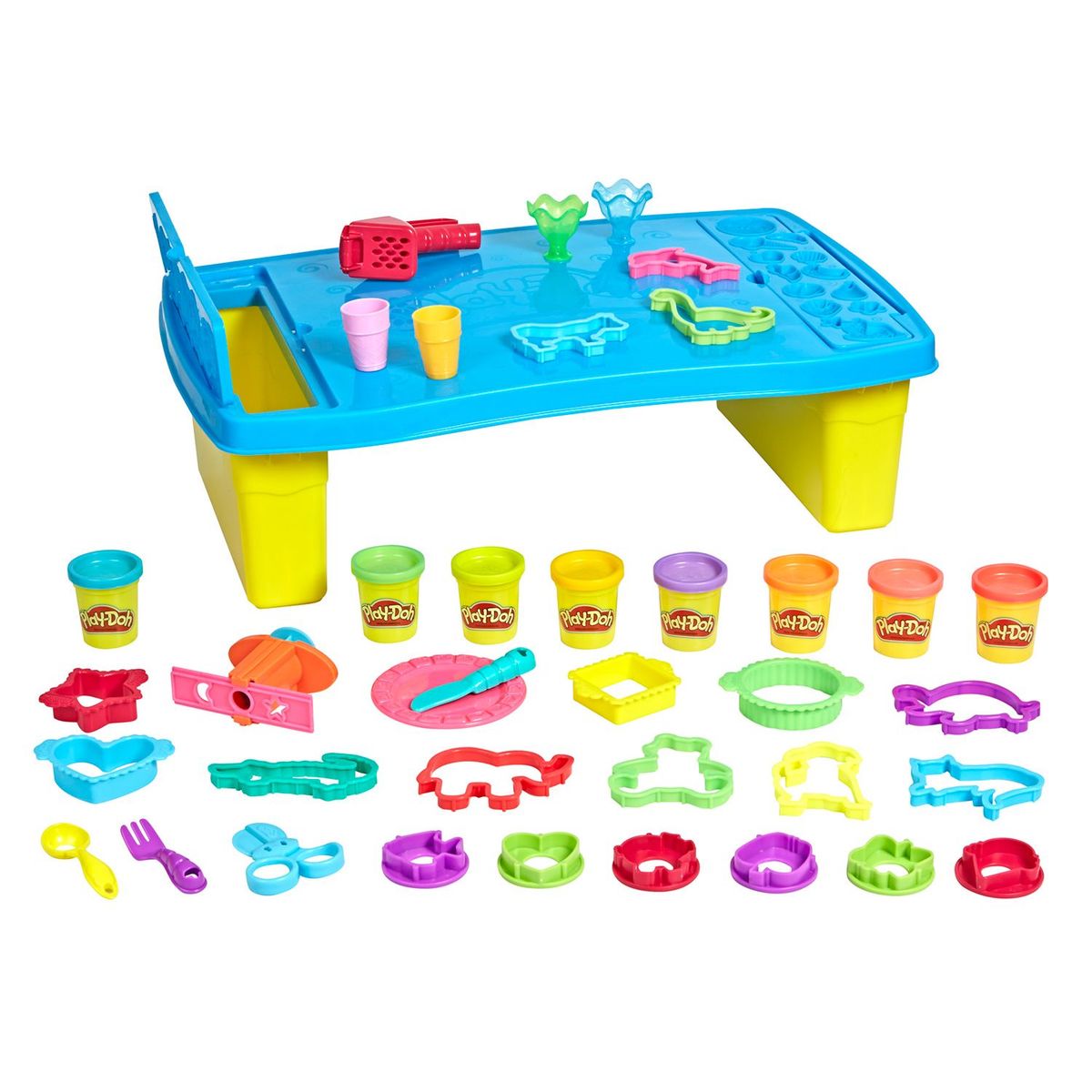 PLAY DOH - Tabla de Creación Play Doh, incluye ( Mesa +  25 accesorios  +  8 tarros plastilina) apartir de los 6 años