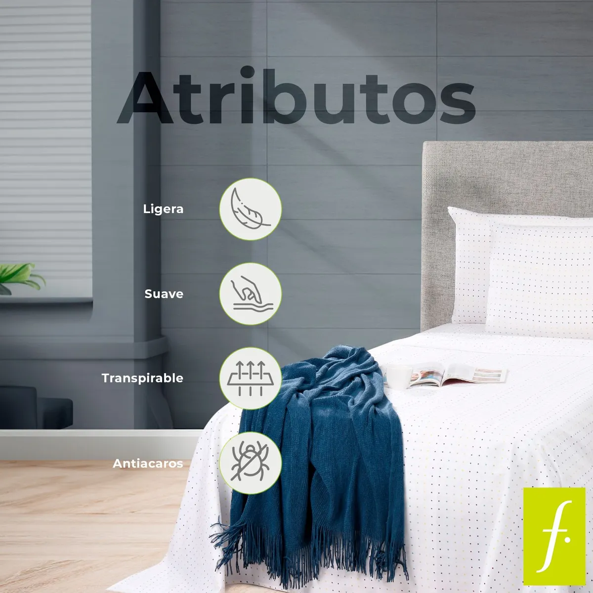 BASEMENT HOME - Juego de Sábanas Estampada de Algodón 250 Hilos Augusto Azul Basement Home 